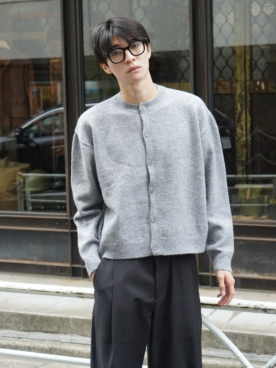 東京店WEB限定受注制【Chikashitsu +】soft touch crew neck knit cardigan / 【チカシツプラス】ソフトタッチクルーネックニットカーディガン (4color)