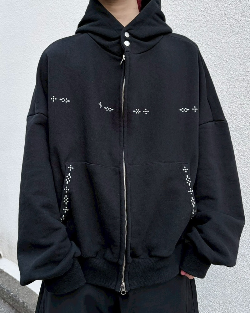 受注制【LUV CODE】studs zip up hoodie (2color)