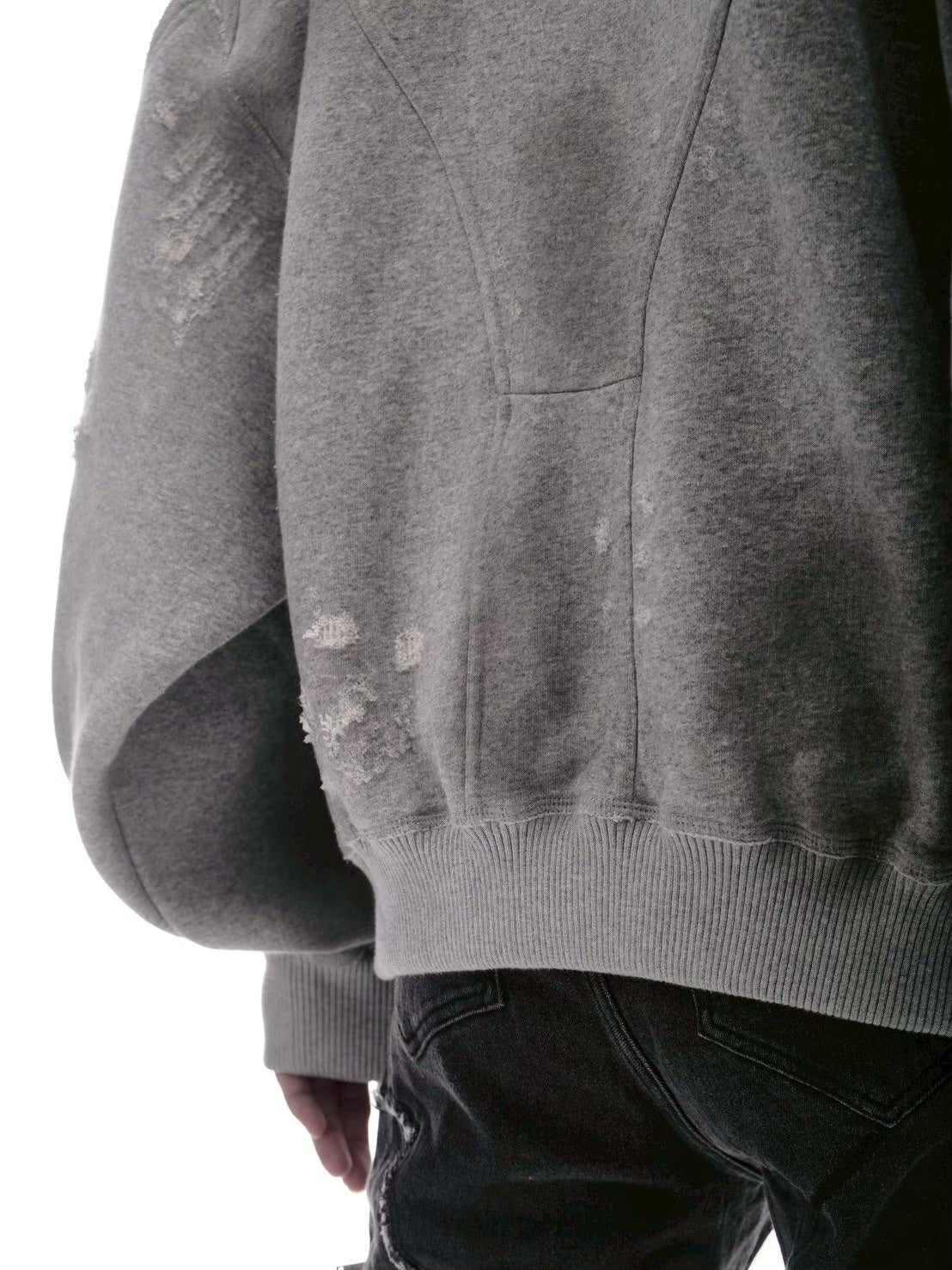 【d5ove】Boxy Distressed Sweatshirt / 【ダヴ】ポケットダメージウォッシュスプルオーバーパーカー