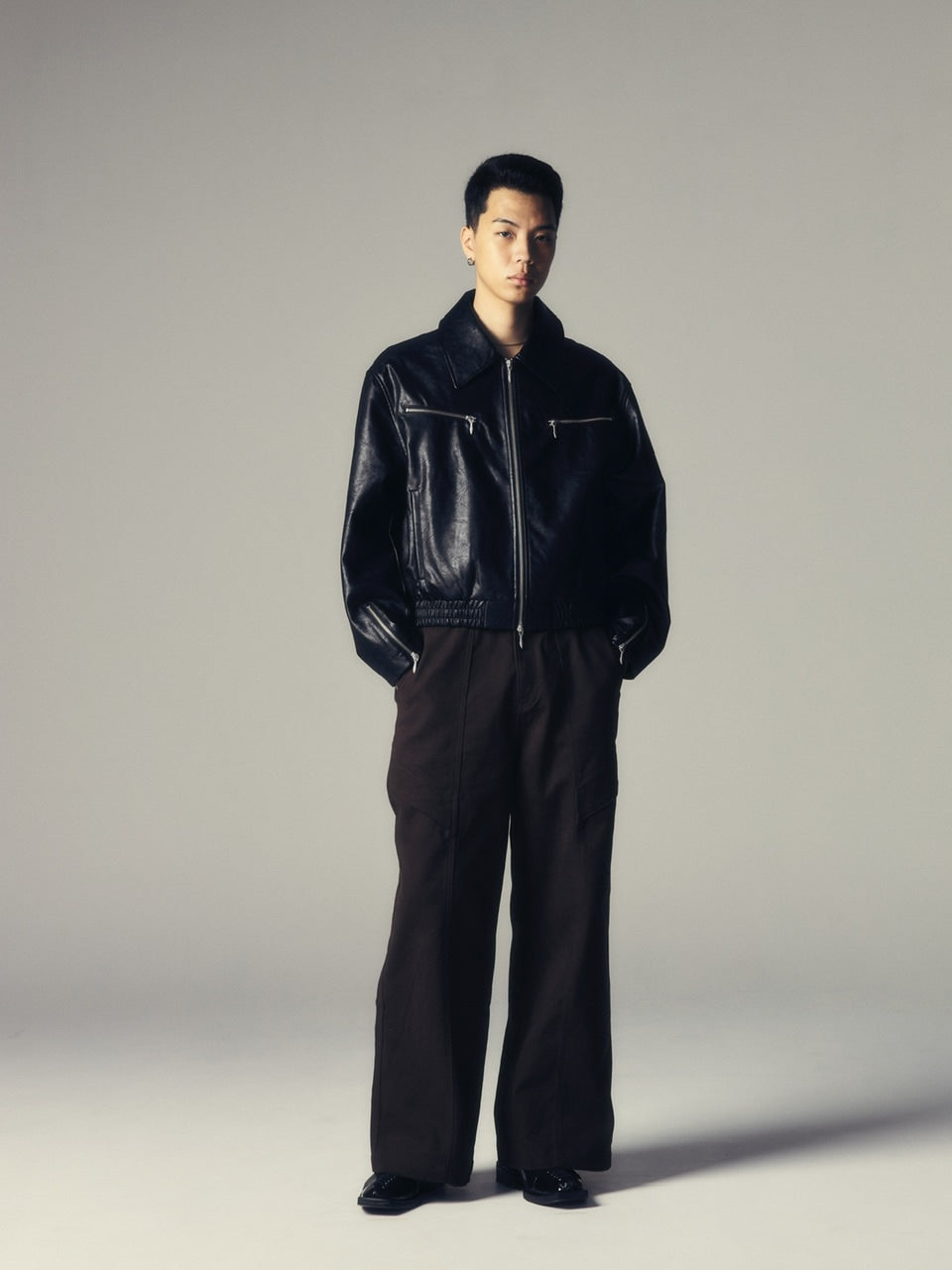 【CS】multi zip faded wash blouson (black)