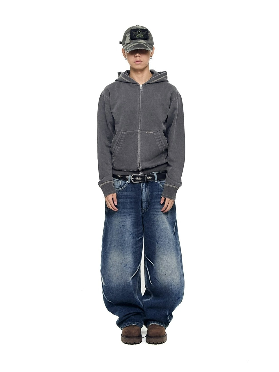 【AAKAM】Paint Washed Denim Pants