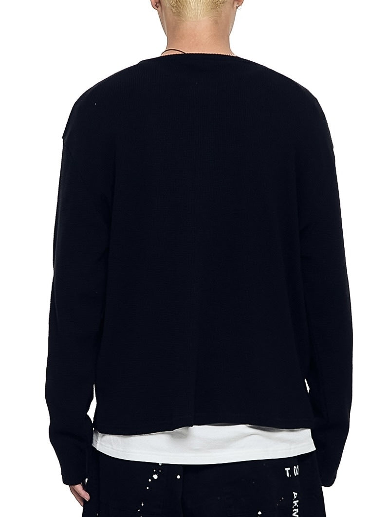 【AAKAM】Waffle Henry Neck Long Sleeve