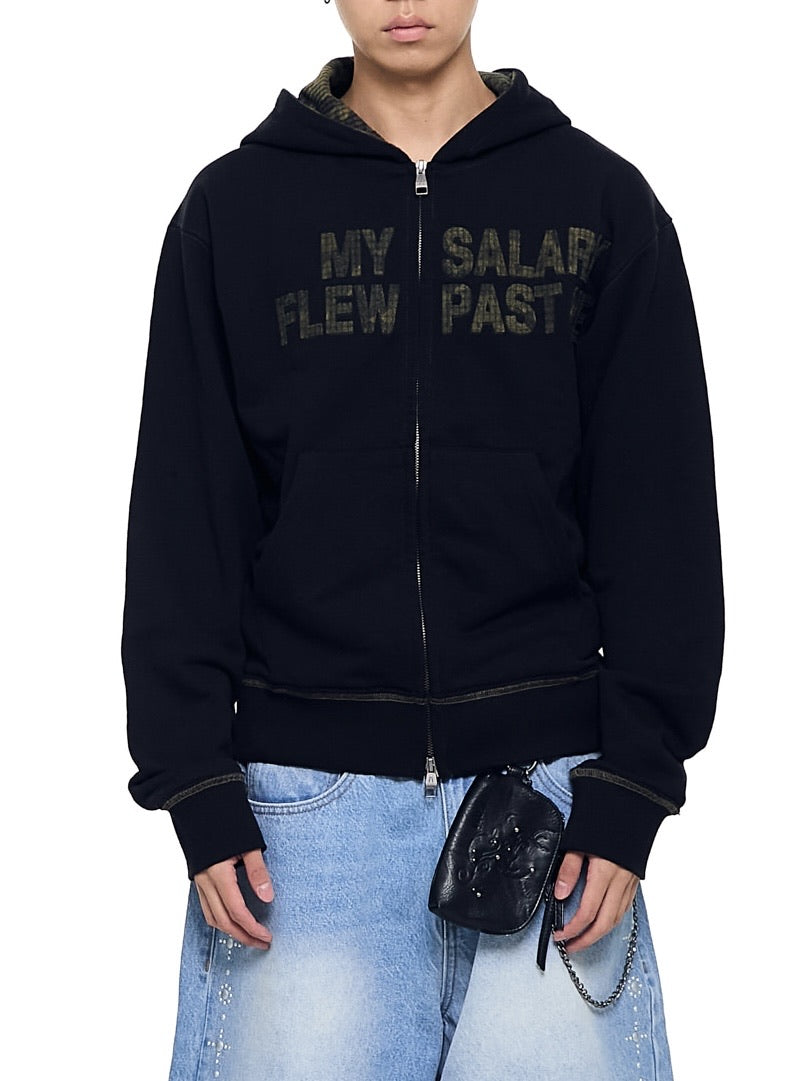 【AAKAM】Contrast Patch Zip-Up Hoodie