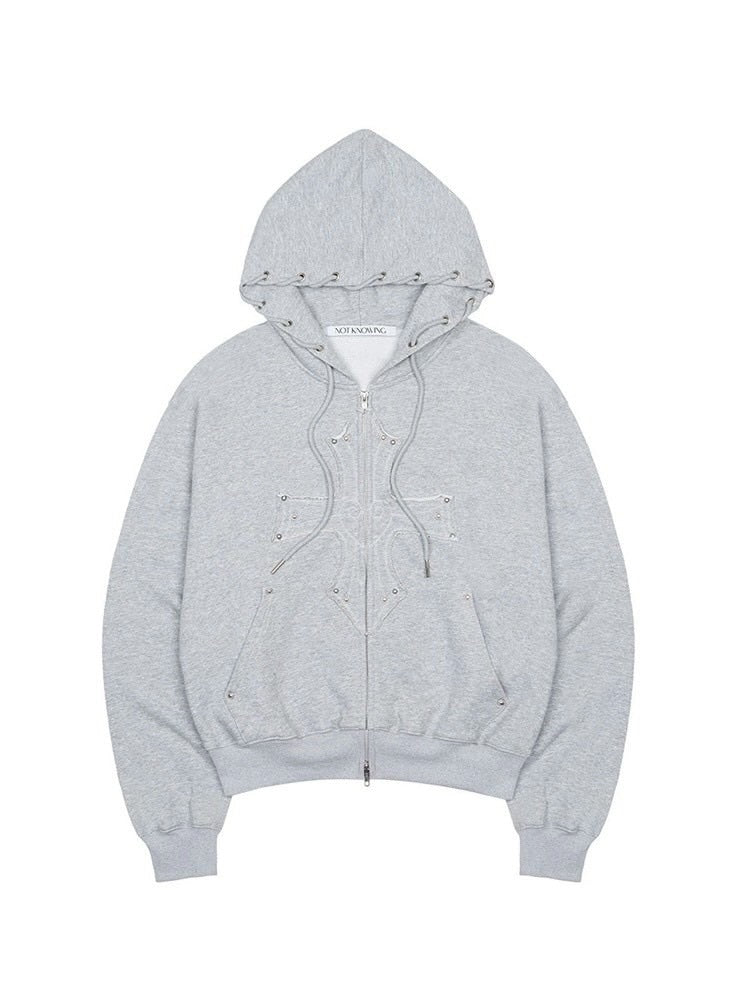 【NOT KNOWING】Gothic Cross Hood Zip Up / 【ノットノーイング】ゴシッククロスフードパーカー