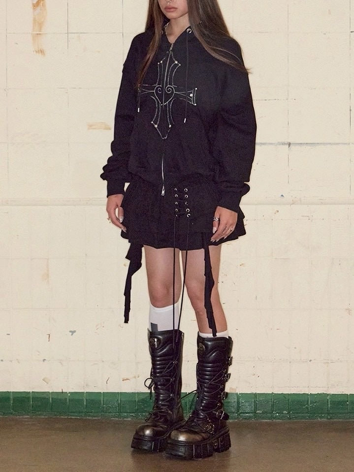 【NOT KNOWING】3 Tiered Lace-Up Ruffle Skirt / 【ノットノーイング】３ティアードレースアップラッフルスカート