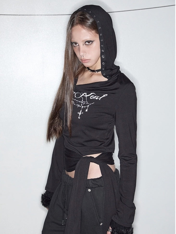 【NOT KNOWING】Cowl Tied Warm Hoodie / 【ノットノーイング】カウルタイワームフード長袖Tシャツ