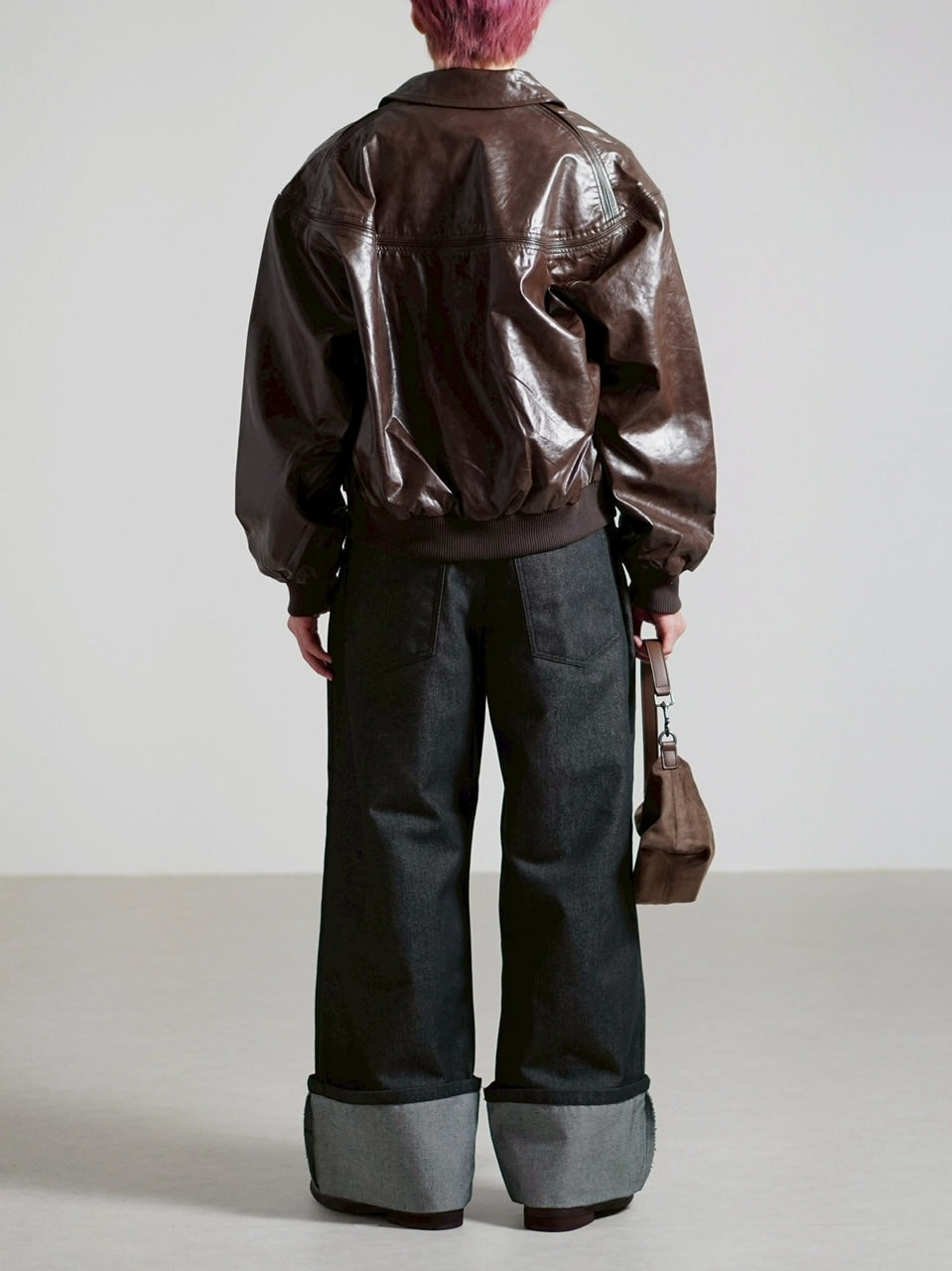 受注制【Chikashitsu +】round stitch non-leather jacket / 【チカシツプラス】ラウンドステッチノンレザージャケット (2color)