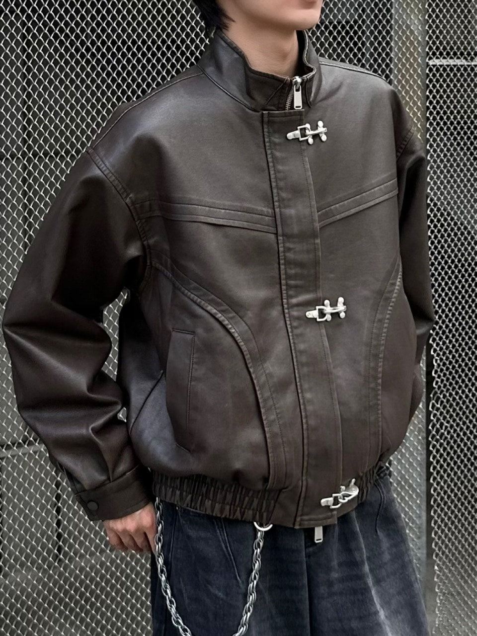 大阪店WEB限定受注制【Chikashitsu +】overfit fireman leather jacket / 【チカシツプラス】オーバーフィットファイアマンレザージャケット (2color)