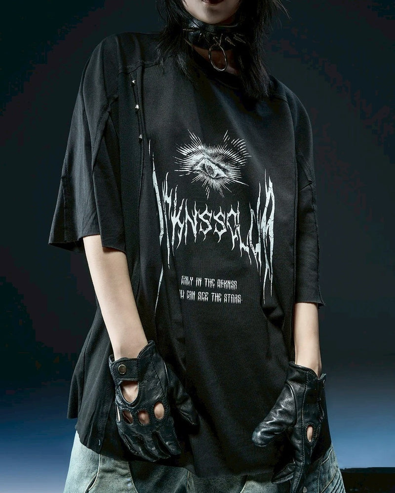 【RICH】DRKNSS Printed Over T-shirt / 【リッチ】ロゴグラフィックオーバーサイズ半袖Tシャツ