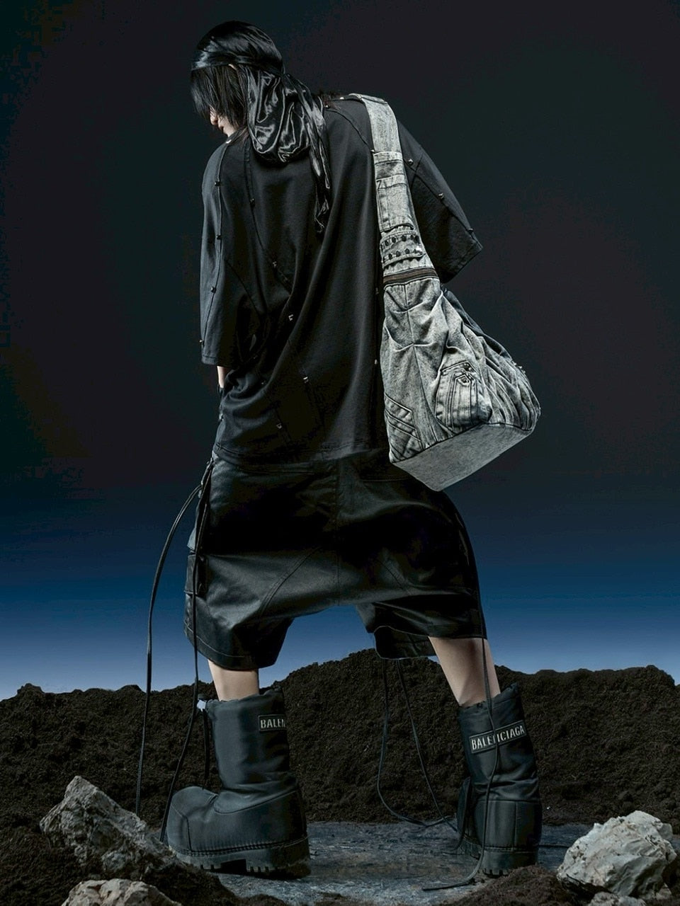 1/2 20:00再販【RICH】Crinkle Denim Stone Washed Bag / 【リッチ】ストーンウォッシュドデニムショルダーバッグ