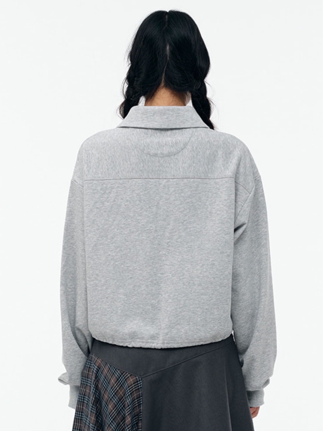 【TUOMIO】ROUND COLLAR STRING TOP / 【トゥオミオ】ラウンドカラーストリングハーフジップスェット