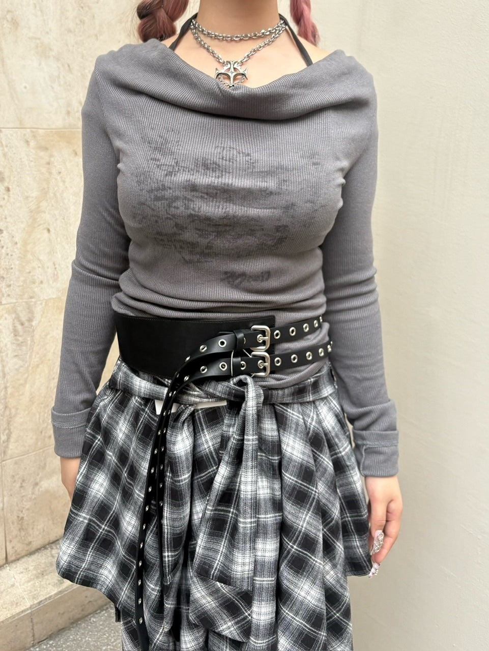 仙台に着画お願いしている。【Never mind the XU】loose fit long sleeve / 【ネバーマインドザエックスユー】ルーズフィットプリント長袖Tシャツ (3color)