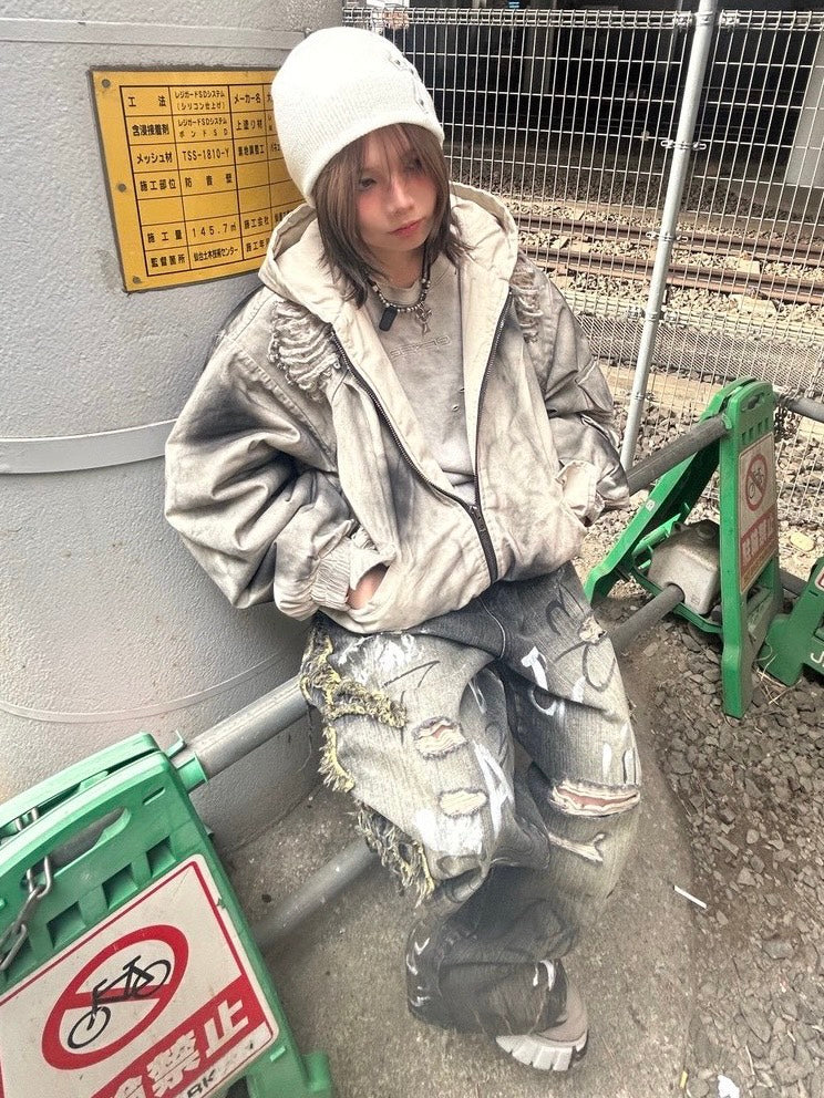 【Never mind the XU】damage washed long sleeve / 【ネバーマインドザエックスユー】ダメージウォッシュ長袖Tシャツ (3color)