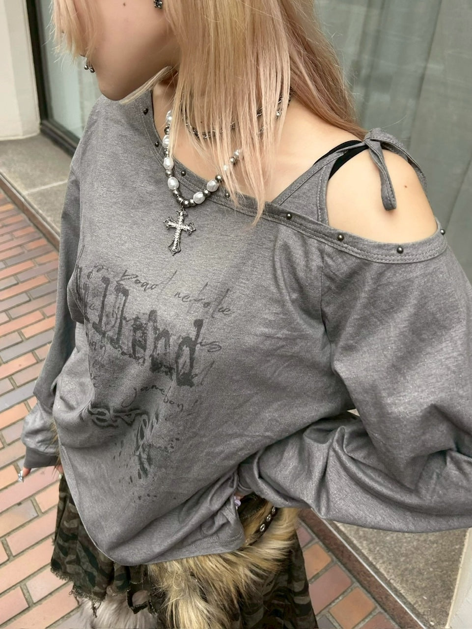 【Never mind the XU】one shoulder long sleeve / 【ネバーマインドザエックスユー】ワンショルダー長袖Tシャツ (2color)