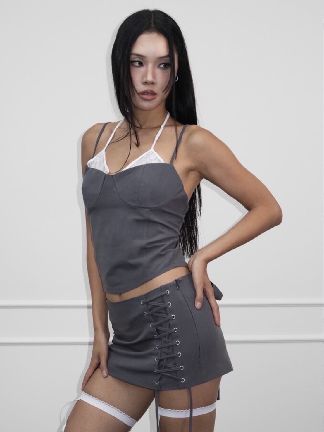 【KAIYA】lace lock sleeveless