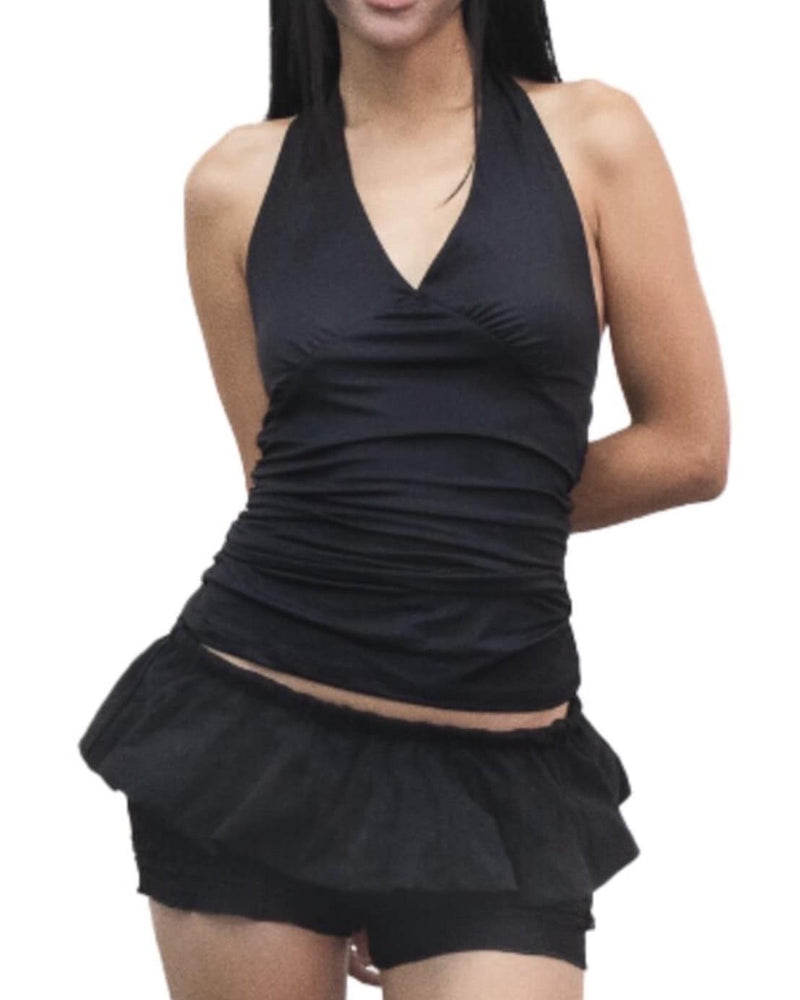 【KAIYA】shirring halter neck