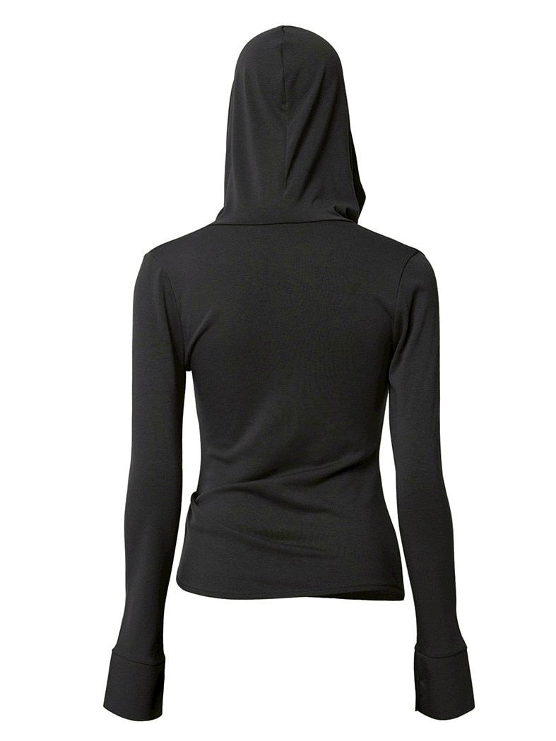 【FLAREUP】Asymmetrical Draped Hoodie / 【フレアアップ】アシンメトリードレープフードロングTシャツ