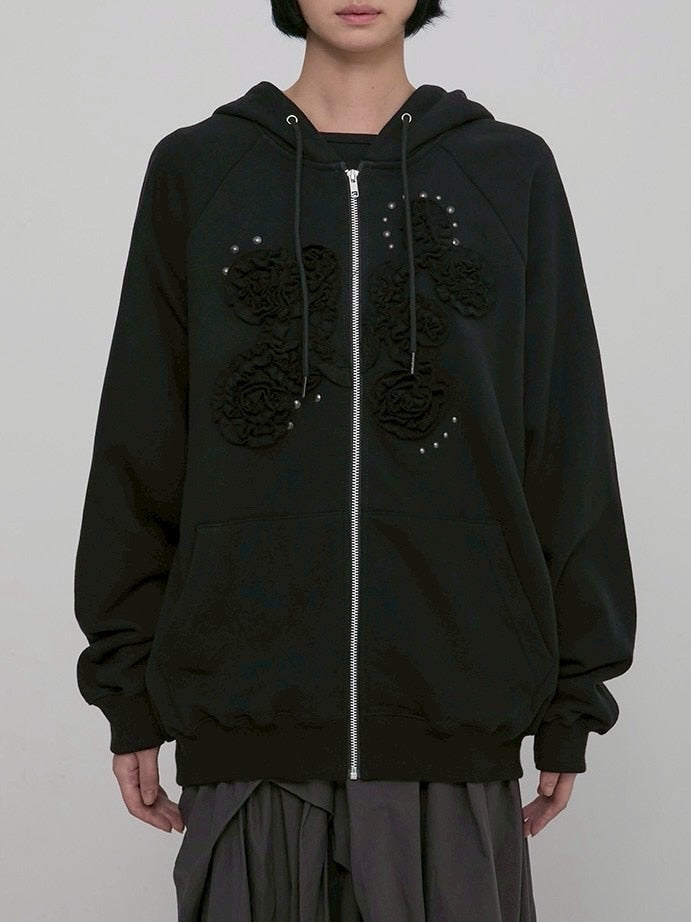 【FLAREUP】Ruffle Zip Hoodie / 【フレアアップ】ラッフルジップアップパーカー