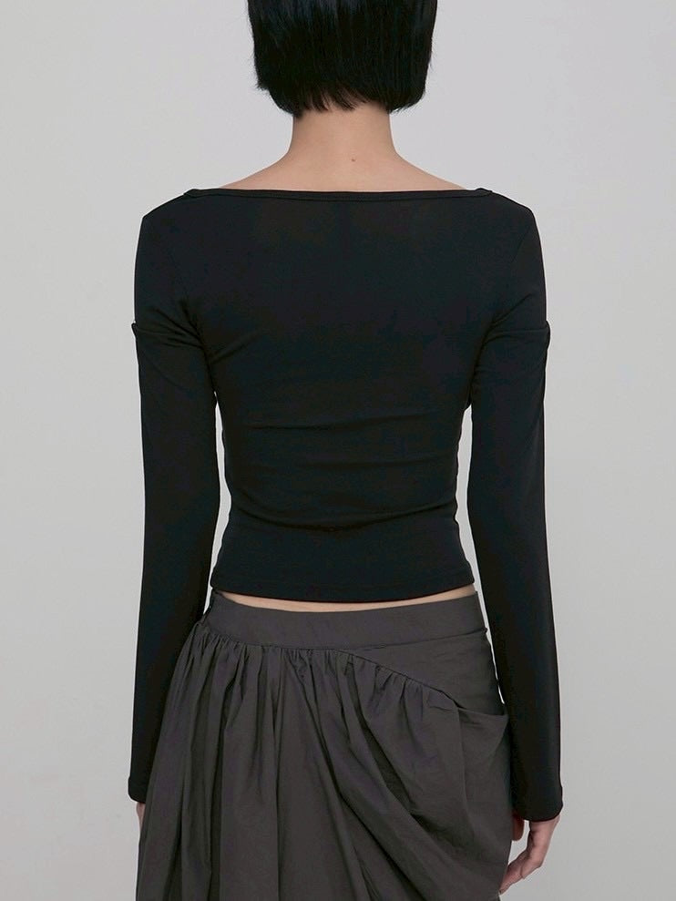 【FLAREUP】Asymmetrical Draped Long Sleeve / 【フレアアップ】アシンメトリードレープ長袖Ｔシャツ