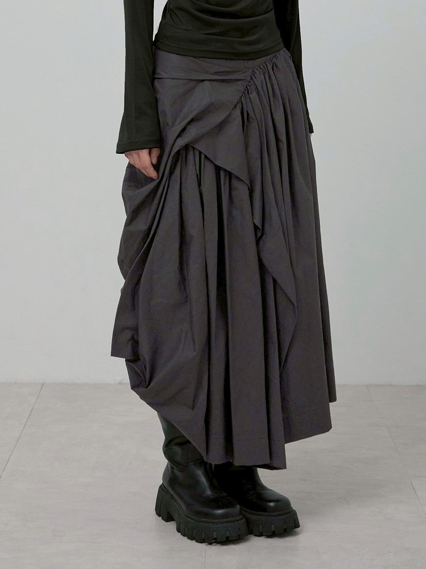 【FLAREUP】Asymmetrical Draped Layered Long Skirt / 【フレアアップ】アシンメトリードレープレイヤードロングスカート