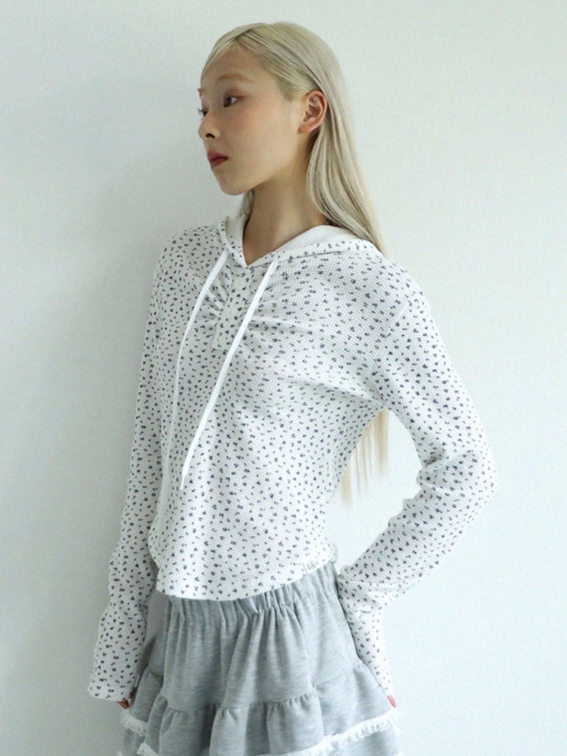 12/21 20:00 再販【Uglyshadow】FLOWER WAFFLE HOODIE