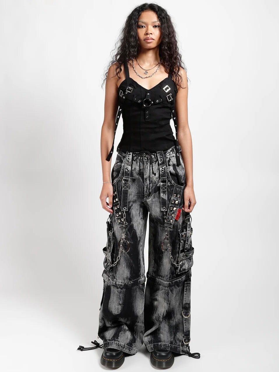 【TRIPP nyc】LOCK UP DENIM PANT[JM7152M] / 【トリップ ニューヨーク 】ボンテージストラップタイダイウォッシュワイドデニムパンツ