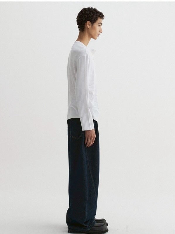 【DNSR】Ribbed Henley Long Sleeve