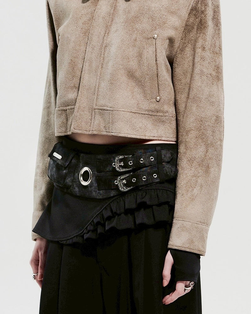 【HOLY NUMBER 7】Layered eyelet pocket skirt