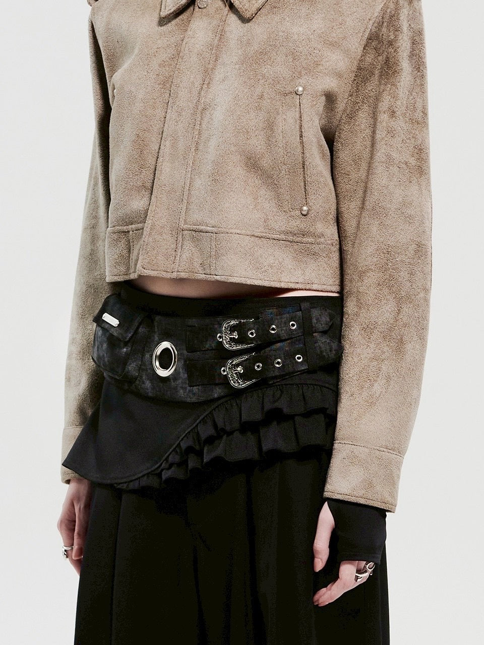 【HOLY NUMBER 7】Layered eyelet pocket skirt