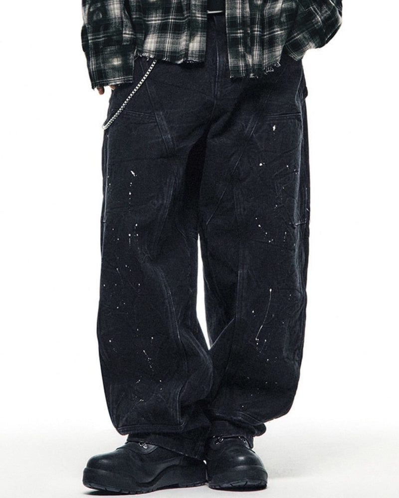 【AAPE X NOMANUAL】AAPE X NOMANUAL PAINTED DOUBLE KNEE DENIM PANTS