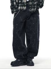 【AAPE X NOMANUAL】AAPE X NOMANUAL PAINTED DOUBLE KNEE DENIM PANTS