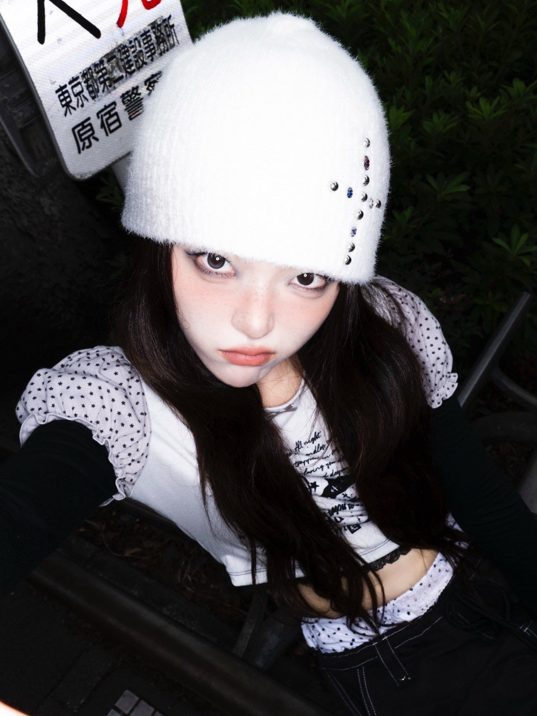 1/2 20:00発売【CHERRYQUIRI】crystal flare cross beanie
