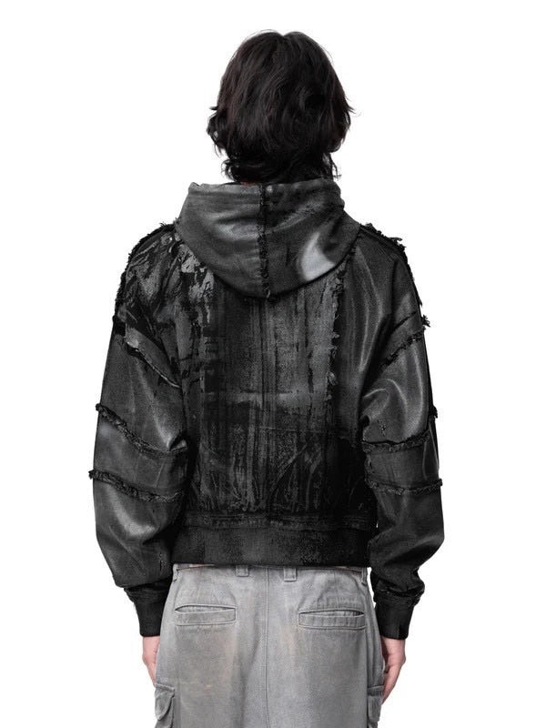 【The Boy Has No Patience】Double Saint Spray Hooded Jacket / 【ザボーイハズノーペーシェンス】スプレーグラフィックフードジップアップブルゾン