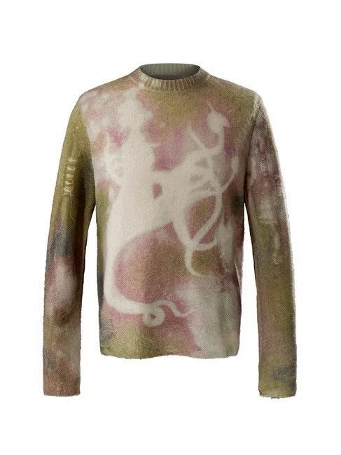 The Boy Has No Patience】All-Over Textured Print Sweater