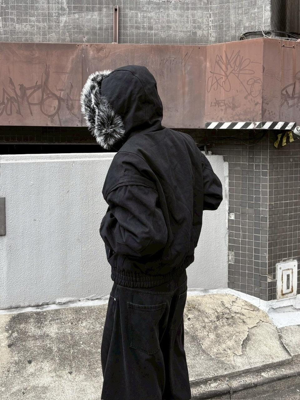 【youll】cropped fur hooded blouson