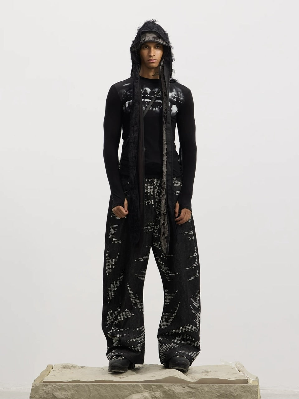 【DND4DES】Dental Wool Long Sleeve /【ディーエヌディーフォーデス】フロントデザインウール長袖Tシャツ