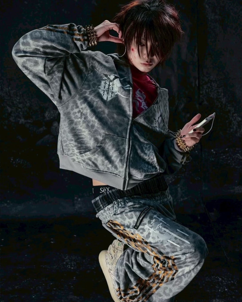 【Cozy world Wide】"25 LEOPARD" ROYAL ZIP HOODIE / 【コージーワールドワイド】レオパードラインジップパーカー