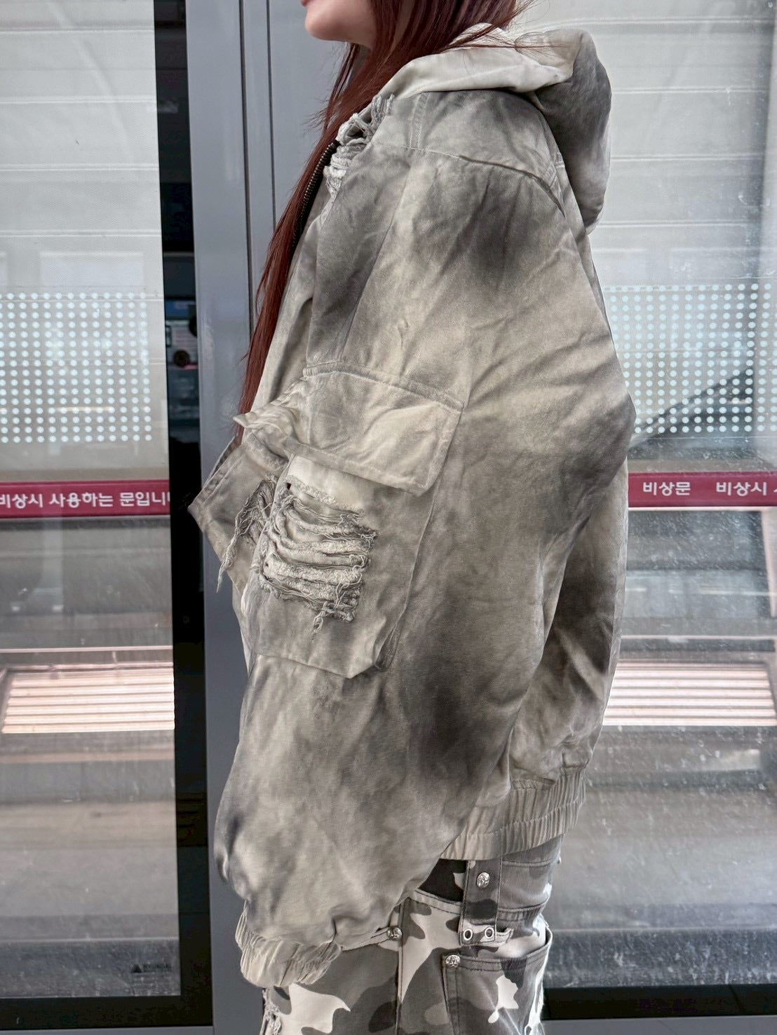 受注制【Never mind the XU】damage hood jacket / 【ネバーマインドザエックスユー】ダメージフードジャケット