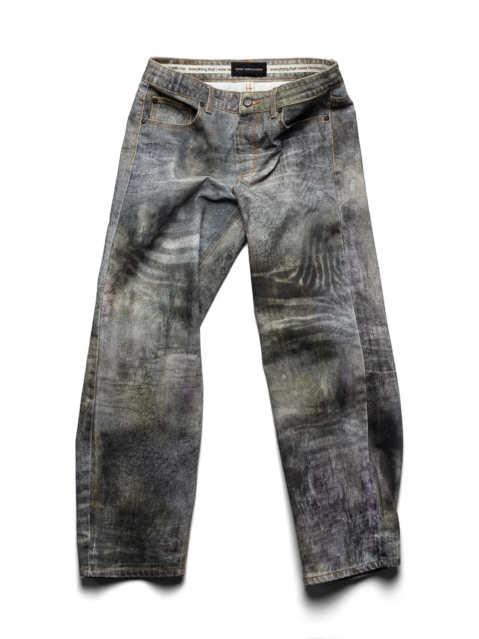 【RACER WORLDWIDE】Mud-Printed Denim Pants