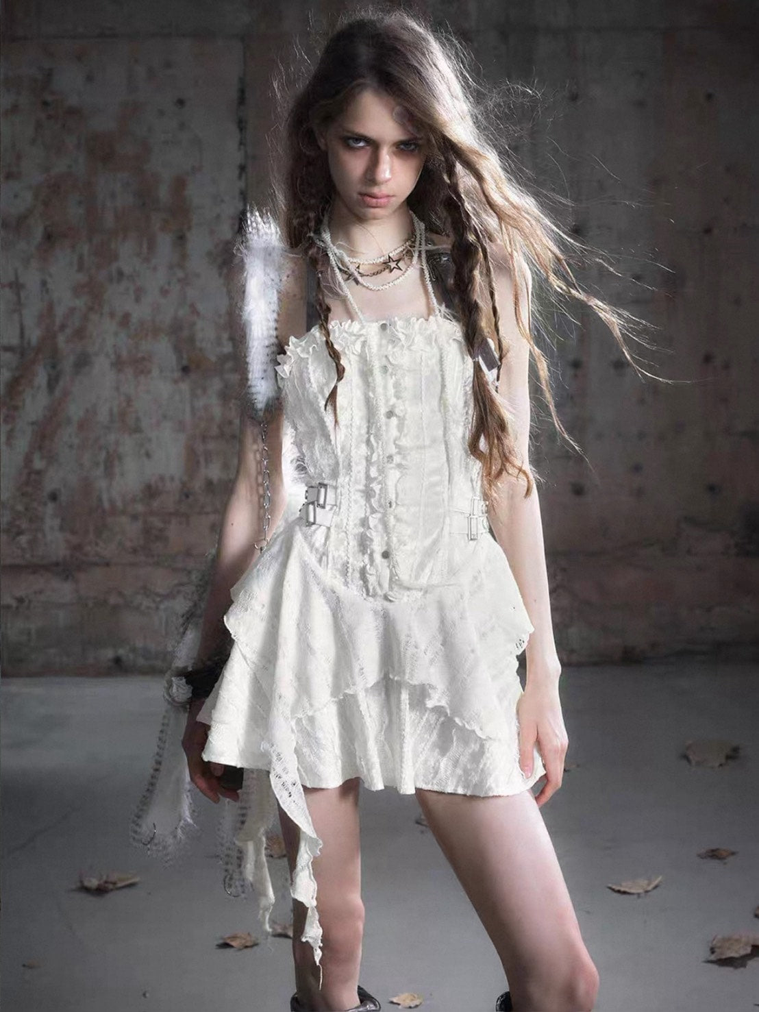 【Cest Nous】Belted Halter Dress / 【セヌー】ベルトホルターフリルワンピース