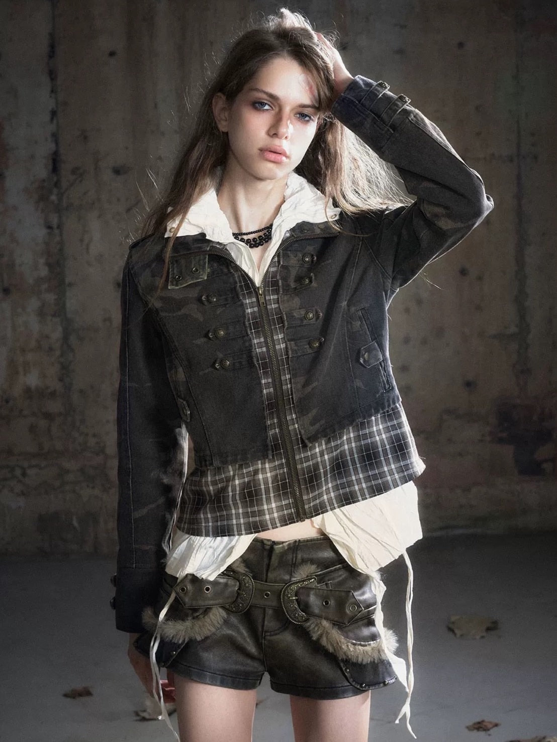 【Cest Nous】Baroque Jacket / 【セヌー】ハイネックバロックジップアップデニムジャケット