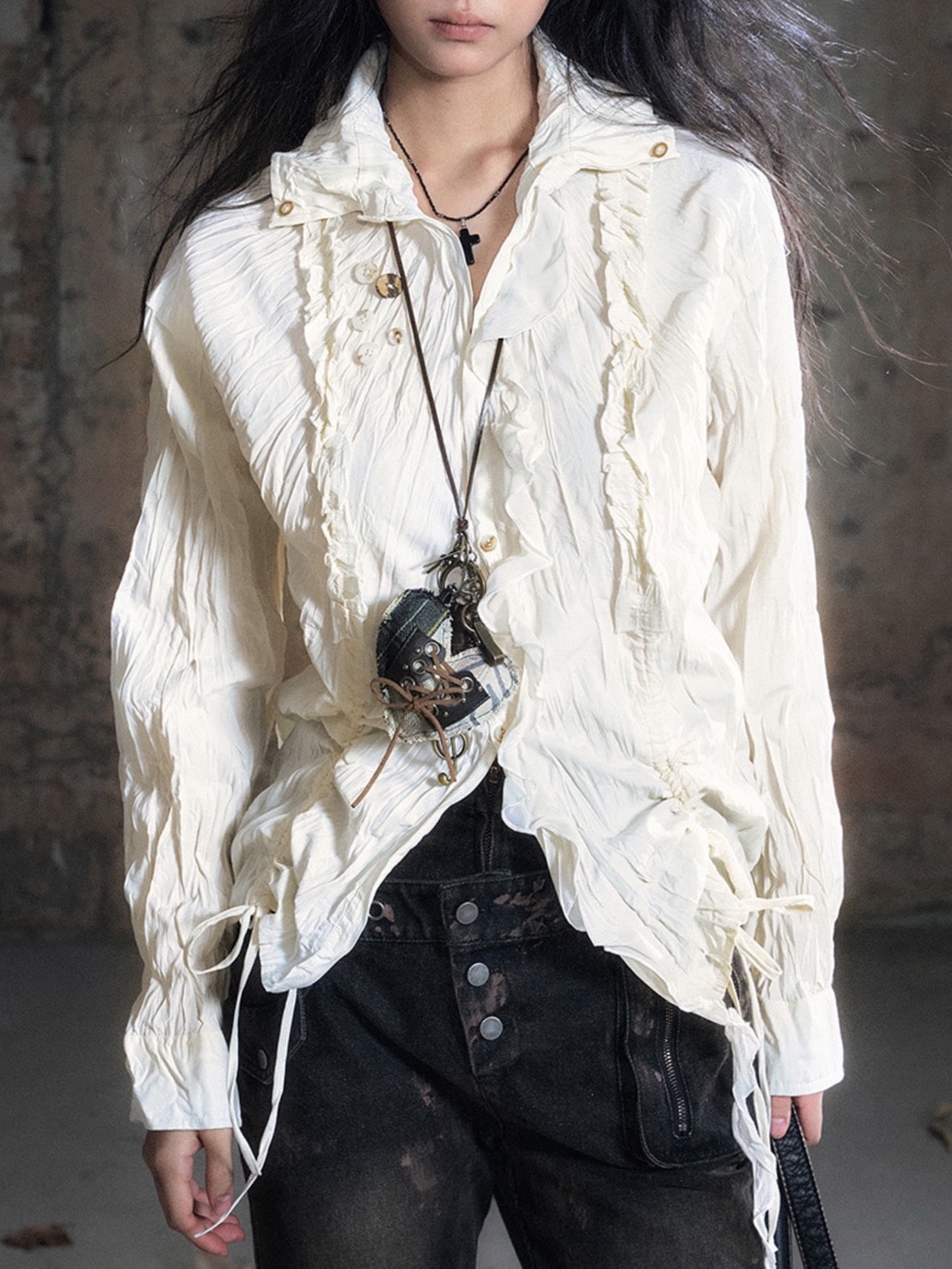 【Cest Nous】Broken Heart Necklace / 【セヌー】ハートレースアップネックレス