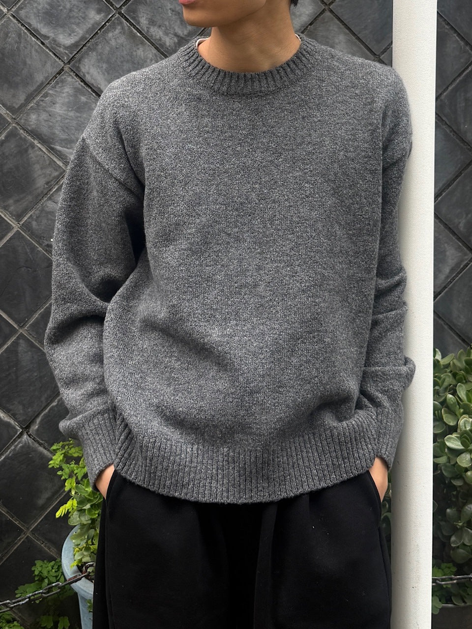 東京店WEB限定受注制【Chikashitsu +】soft touch crew neck knit / 【チカシツプラス】ソフトタッチクルーネックニット (6color)