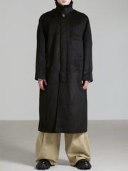 受注制【Chikashitsu +】high neck wool blend long coat / 【チカシツプラス】ハイネックウールブレンドロングコート (2color)