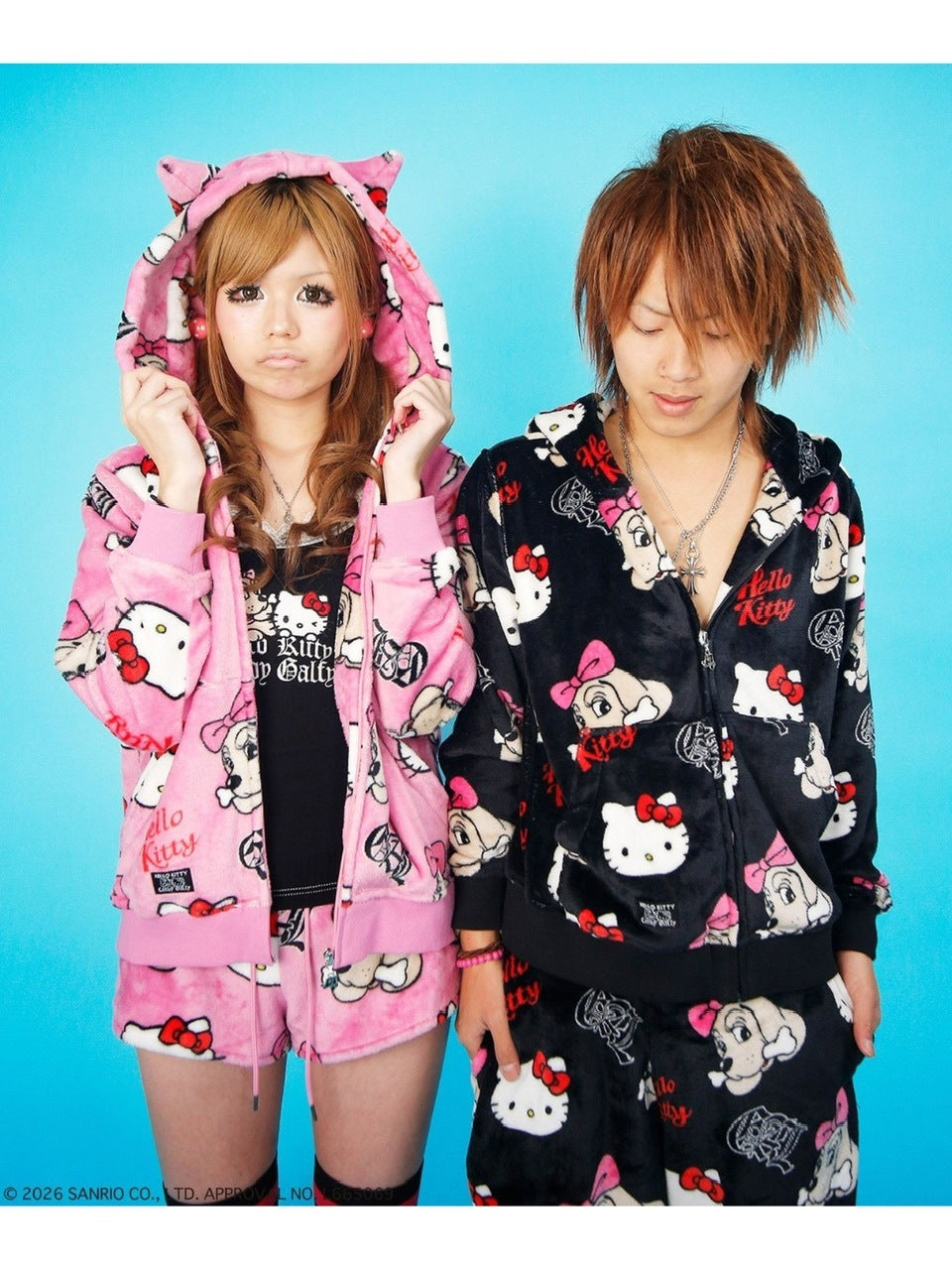 【GALFY×KITTY】ラブリーふわもこ3ピースSET UP / 【ガルフィー×キティー】総柄猫耳３ピースセットアップ