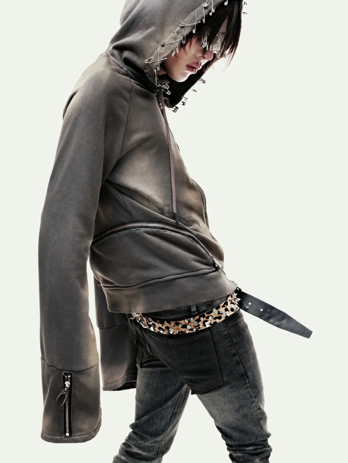 【Cozy world Wide】Cozy waxed brown zip up hoodie