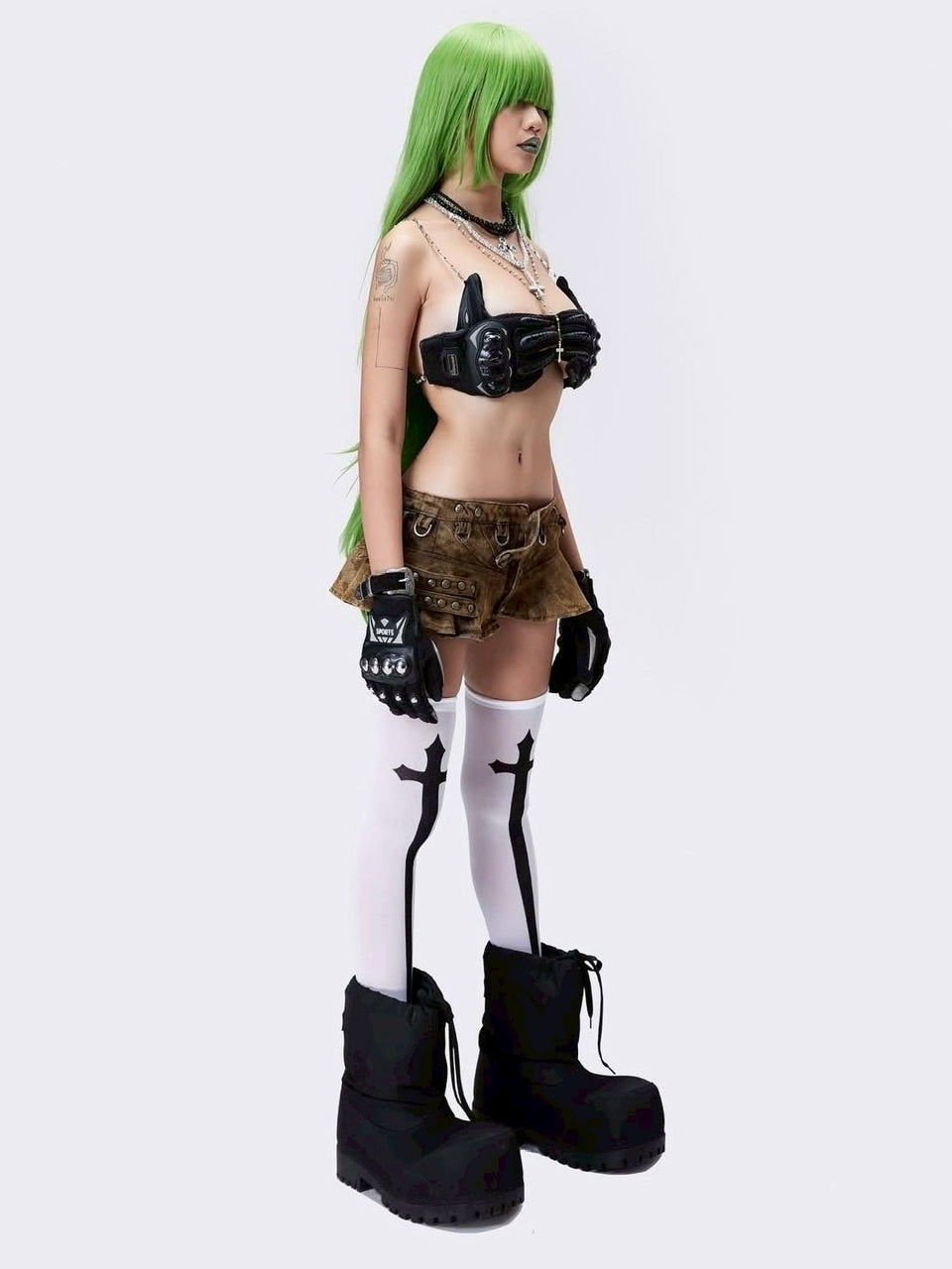 【Cozy world Wide】005 CHAOS DREAM WAXED CAMO SKIRT / 【コージーワールドワイド】スタッズカモミニスカート