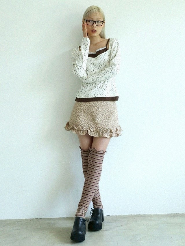 12/21 20:00 発売【Uglyshadow】FLOWER RUFFLE MINI SKIRT