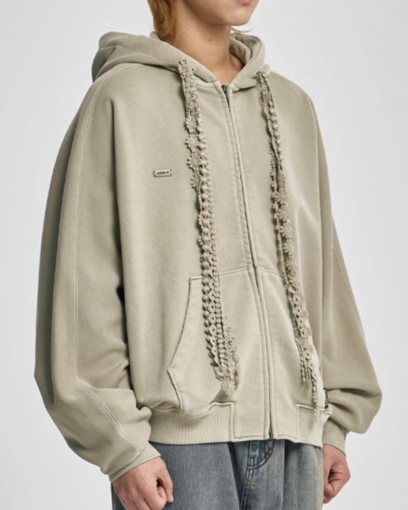 着画、物撮りまだ【AJOBYAJO】Laced Multi-Drawstring Zip-Up Hoodie