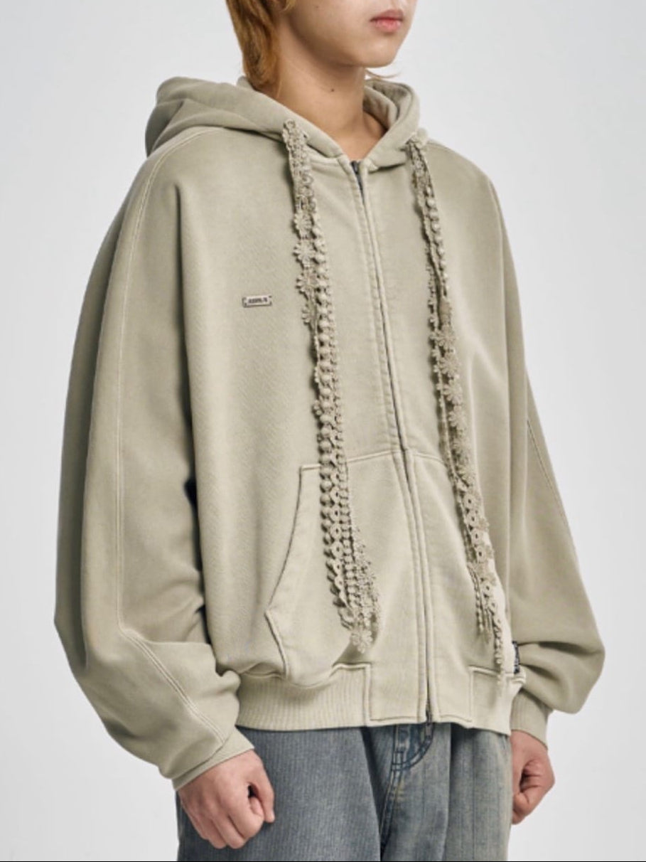 着画、物撮りまだ【AJOBYAJO】Laced Multi-Drawstring Zip-Up Hoodie